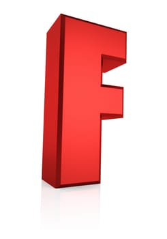 3d rendering red letter f isolated on white background