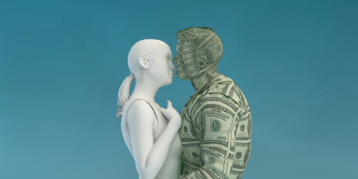 Woman Seducing Rich Man as a Concept
