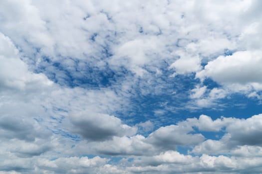 White Cumulus Clouds On Blue Sky, beautiful weather can use as backgrounds