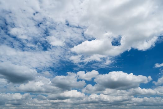 White Cumulus Clouds On Blue Sky, beautiful weather can use as backgrounds