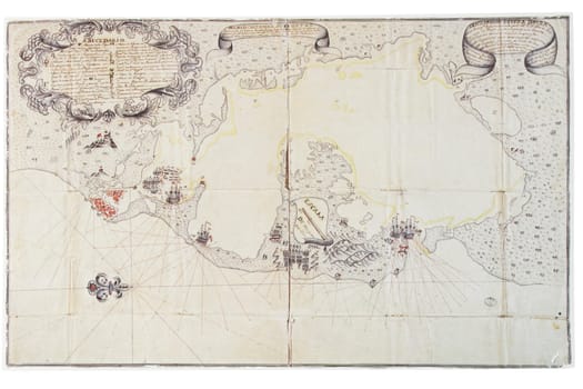 Cartagena de Indias Map, 1740. Defenses displayed by Blas de Lezo. General Archive of the Indies, Seville, Spain