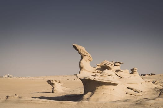 Sandstone formations in Abu Dhabi desert in United Arab Emirates