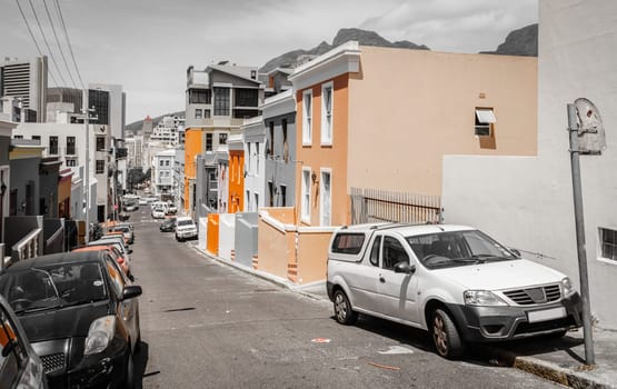 Street scene in historic Bo-Kaap district of Cape Town, South Africa