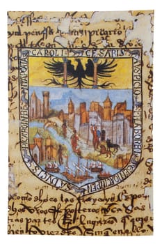 Coat of Arms granted to Francisco Pizarro by the crown, 1529. General Archive of Indies, Seville
