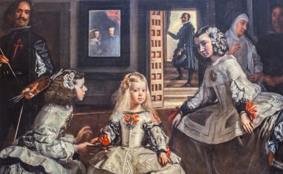 Las Meninas, painted by Diego Velazquez, 1656. Detail. Museo del Prado, Madrid