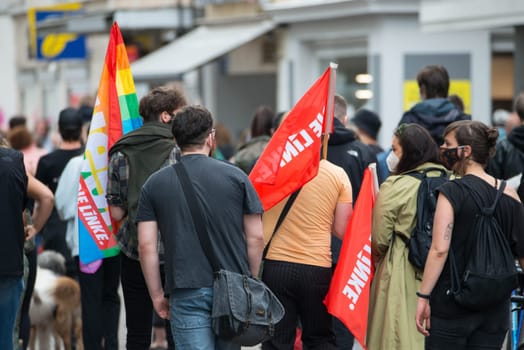 Protests in Trier on the 08.06.2020, Germany, rhineland palatinate, Antifa, demonstration against racism, protest George Floyd, people wearing masks, covid-19