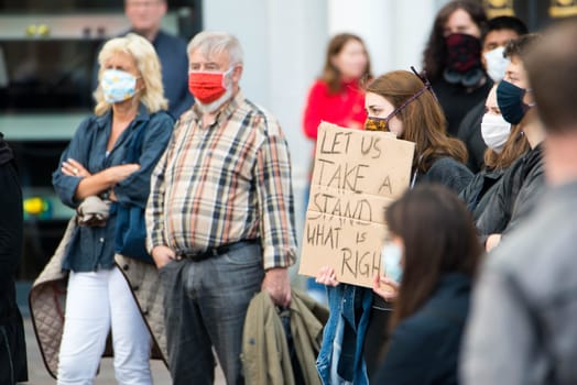 Protests in Trier on the 08.06.2020, Germany, rhineland palatinate, Antifa, demonstration against racism, protest George Floyd, people wearing masks, covid-19