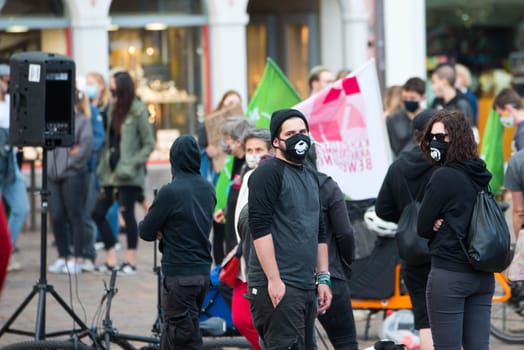 Protests in Trier on the 08.06.2020, Germany, rhineland palatinate, Antifa, demonstration against racism, protest George Floyd, people wearing masks, covid-19