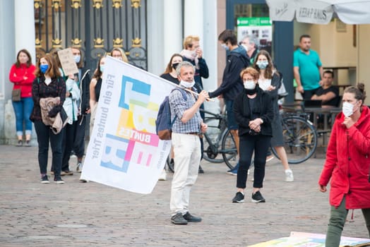 Protests in Trier on the 08.06.2020, Germany, rhineland palatinate, Antifa, demonstration against racism, protest George Floyd, people wearing masks, covid-19