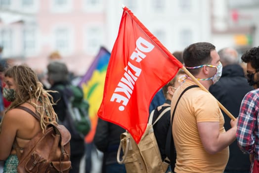 Protests in Trier on the 08.06.2020, Germany, rhineland palatinate, Antifa, demonstration against racism, protest George Floyd, people wearing masks, covid-19
