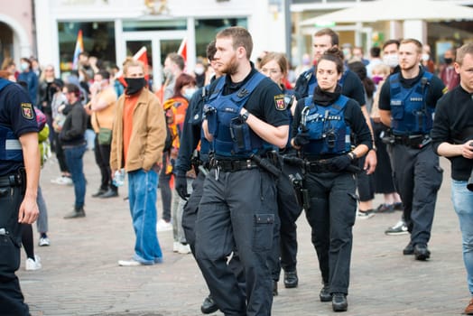 Protests in Trier on the 08.06.2020, Germany, rhineland palatinate, Antifa, demonstration against racism, protest George Floyd, people wearing masks, covid-19