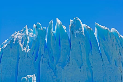 Blue Ice silhouetted Against the Sky on the Perito MOreno Glacier in Los Glaciares National Park in Argentina
