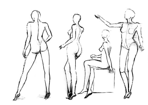 Tutorial of drawing a female body. Drawing the human body, step by step lessons.