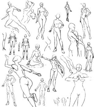 Tutorial of drawing a female body. Drawing the human body, step by step lessons.