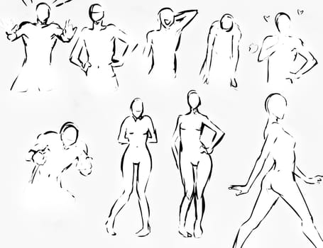 Tutorial of drawing a female body. Drawing the human body, step by step lessons.