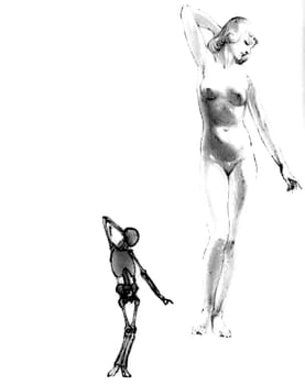 Tutorial of drawing a female body. Drawing the human body, step by step lessons.