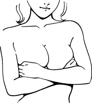 Tutorial of drawing a female body. Drawing the human body, step by step lessons. Female breast drawing tutorial. Drawing a woman's body with an emphasis on breasts.