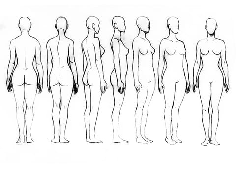 Tutorial of drawing a female body. Drawing the human body, step by step lessons.
