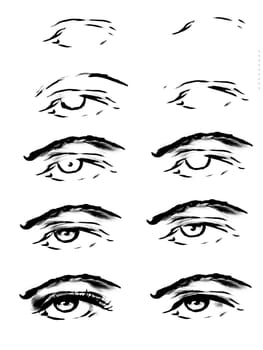 Tutorial of drawing a human eye. Eye in anime style. female eyelashes.