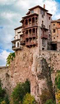 Casa Colgadas in Cuenca, Spain is built on the edge of a cliff