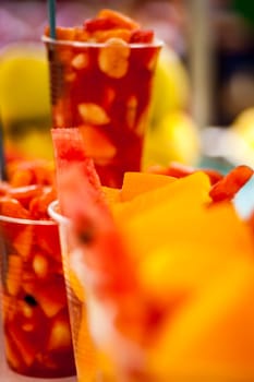 Fruit cup from a street vendor in Quito, Ecuador
