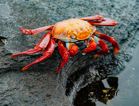 Sally Lightfoot Crab  on Rock on Isla Fernandina, Galapagos Islands, Ecuador