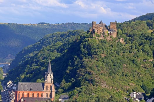 Church of Our Lady and Schönburg Castle in Oberwesel on the Middle Rhine