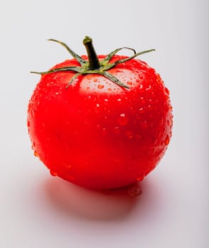 Wet juicy tomato on isolated on white