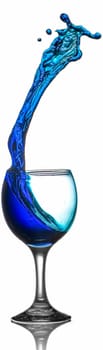 Blue Liquid Splashing Out of Wine Glass