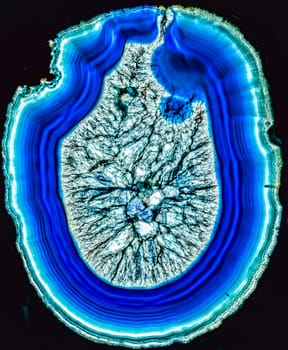 Blue Agate cross section looks like a volcano