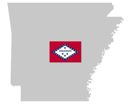 Fahne und Landkarte von Arkansas