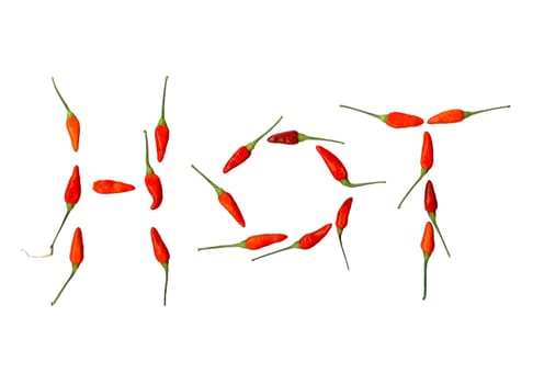 Red chillies spelling the word HOT