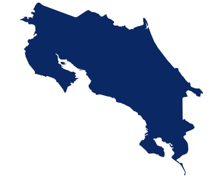 Karte von Costa Rica in blauer Farbe
