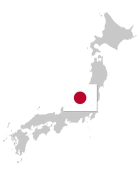 Fahne und Landkarte von Japan