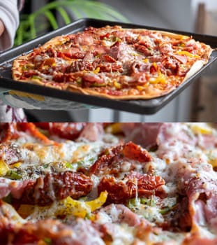 a close up of delicious homemade pizza