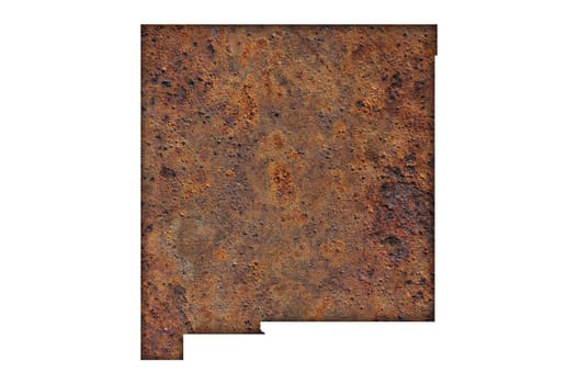 Map of New Mexico on rusty metal