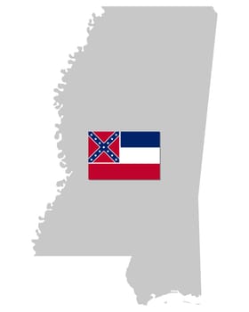 Fahne und Landkarte von Mississippi