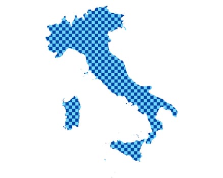 Map of Italy in checkerboard pattern