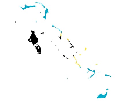 Fahne in Landkarte der Bahamas