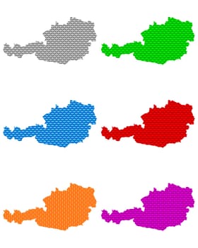 Karten von Österreich auf grobem Gewebe