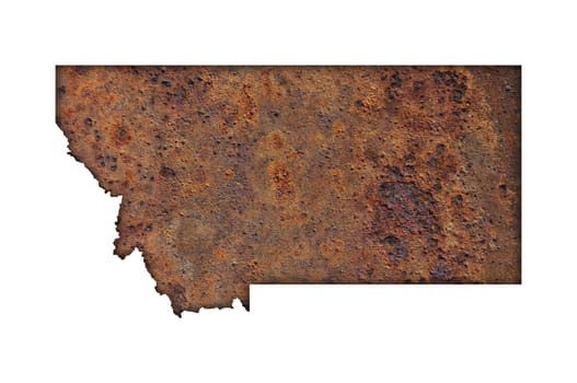 Map of Montana on rusty metal
