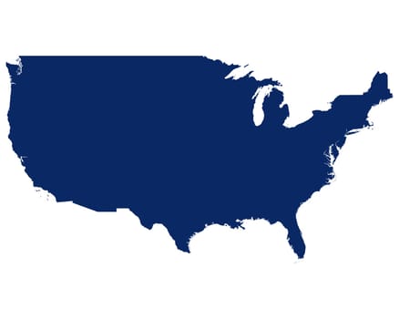 Karte der USA in blauer Farbe