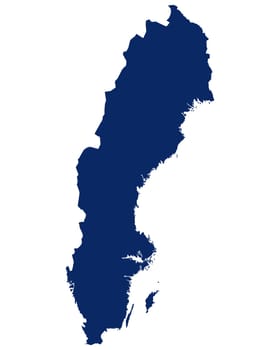 Karte von Schweden in blauer Farbe