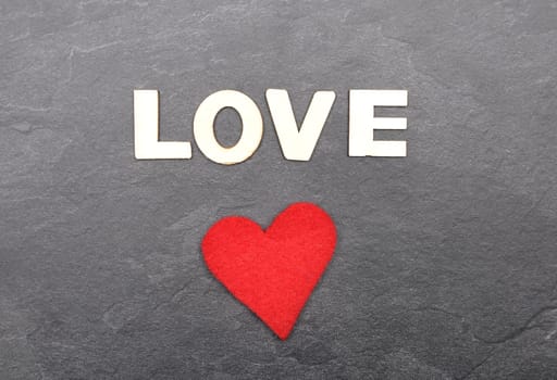 Term from wooden letters on slate board