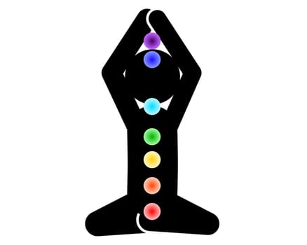 Piktogramm meditieren und die 7 Chakras