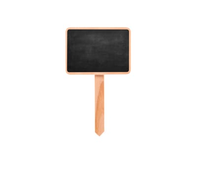 Blank Blackboard Label With Stick isolated on a white background.. Chalkboard on pole
