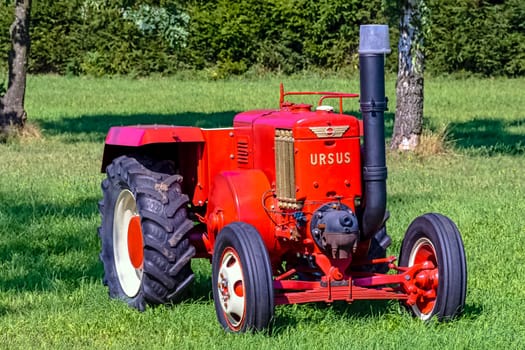 Vintage Polish tractor Ursus C-45 in Choczewo, Pomerania, Poland on 25 ‎August ‎2019