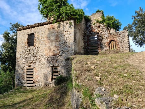 Ruined Stone House In The Provence Mountain Located In Roquebrune-Cap-Martin Village In The French Alps