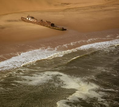 The Edwin Bolin is a famous shipwreck that has migrated 800 meters from the water in Namibia