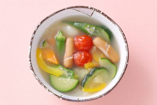 Soup of sausage and vegetables, Pot-au-feu (japanese-style)